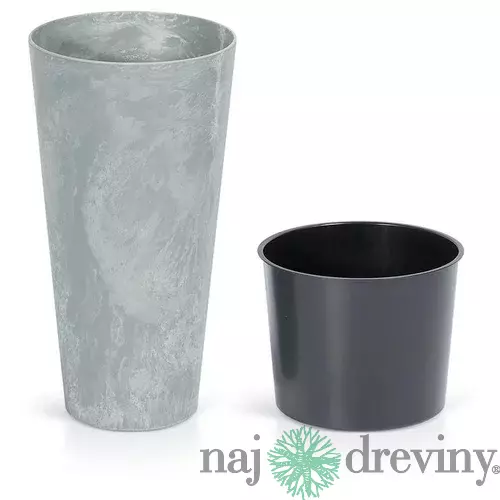 Kvetináč TUBUS Slim Beton 250x475 mm, vzhľad betón