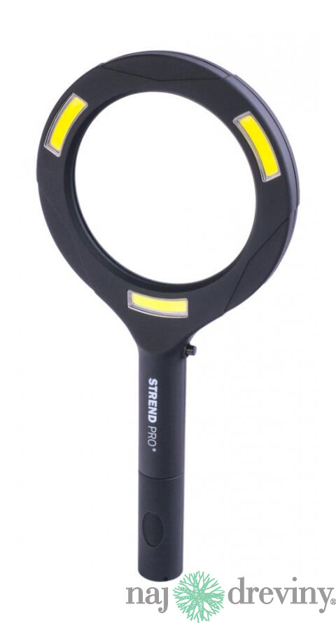 Lupa so svetlom 113x242x22 mm, 2xAA, LED 100 lm, 3x LED osvetlenie
