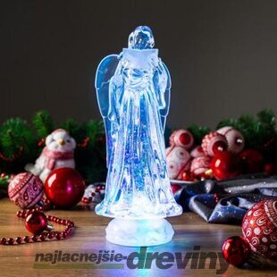 Luxusná vianočná dekorácia, Anjel, LED, meniaca farby, s plávajúcimi trblietkami, PE, 3xAAA, 10x25 cm