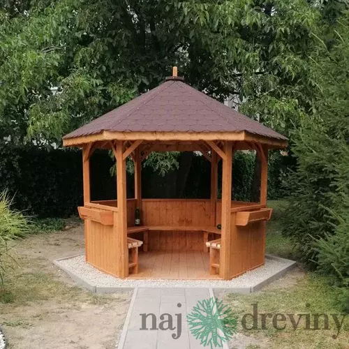 Luxusný drevený altánok Mozambik šesťhran set (10-12 os.)