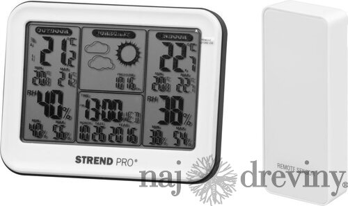 Meteostanica TMW08, digitálna, bezdrôtová s vonkajším senzorom a predpoveďou počasia, 130x25x100 mm