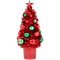 Mini vianočný umelý stromček s ozdobami, Ø 9 × 19 cm, červený