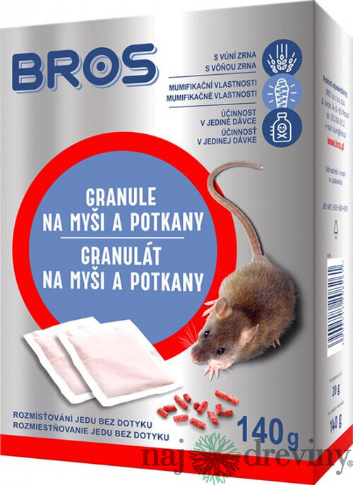 Návnada Bros, na myši a potkany, granule, 140 g