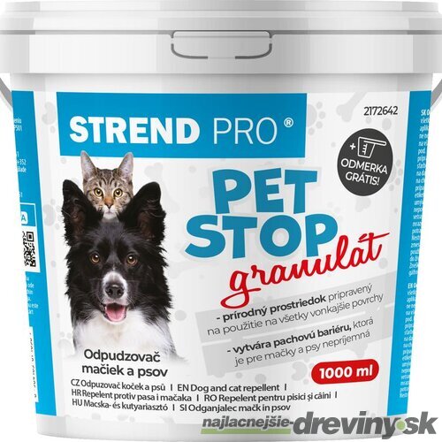 Odpudzovač Strend Pro PET STOP, granulát, 1000 ml, prírodný plašič psov, na mačky, na psy, odplašovač