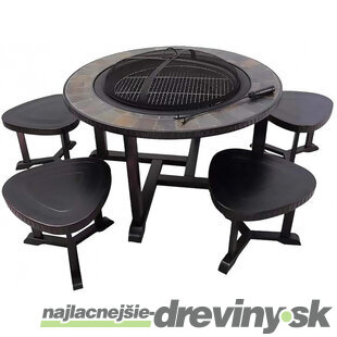 Ohnisko Grill, kovové, 4 stoličky, 105x75 cm