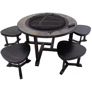 Ohnisko Grill, kovové, 4 stoličky, 105x75 cm