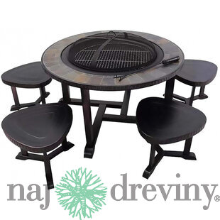 Ohnisko Grill, kovové, 4 stoličky, 105x75 cm