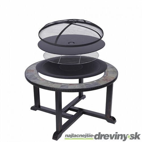 Ohnisko Grill, kovové, 4 stoličky, 105x75 cm