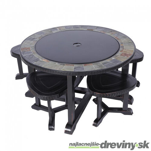 Ohnisko Grill, kovové, 4 stoličky, 105x75 cm