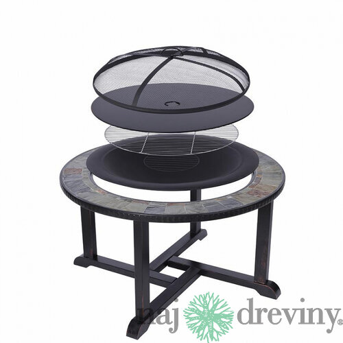 Ohnisko Grill, kovové, 4 stoličky, 105x75 cm