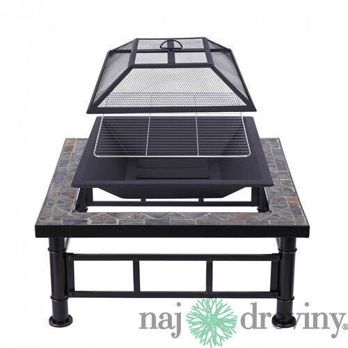 Ohnisko Grill, kovové, štvorcové, 81x81x50 cm