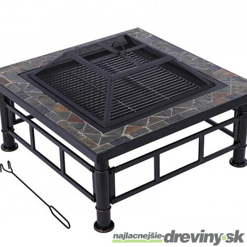 Ohnisko Grill, kovové, štvorcové, 81x81x50 cm