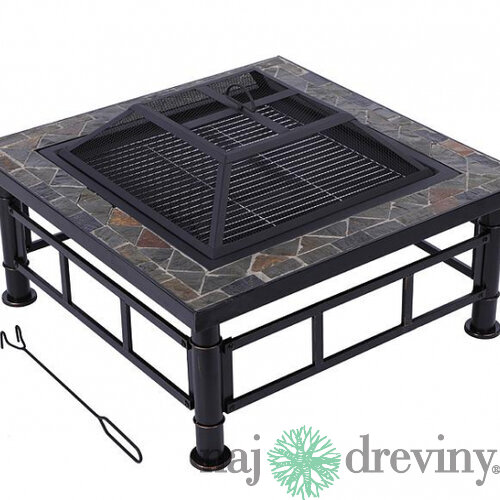 Ohnisko Grill, kovové, štvorcové, 81x81x50 cm