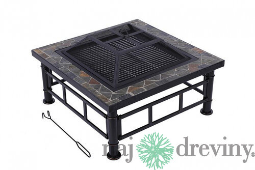 Ohnisko Grill, kovové, štvorcové, 81x81x50 cm