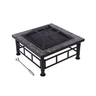 Ohnisko Grill, kovové, štvorcové, 81x81x50 cm