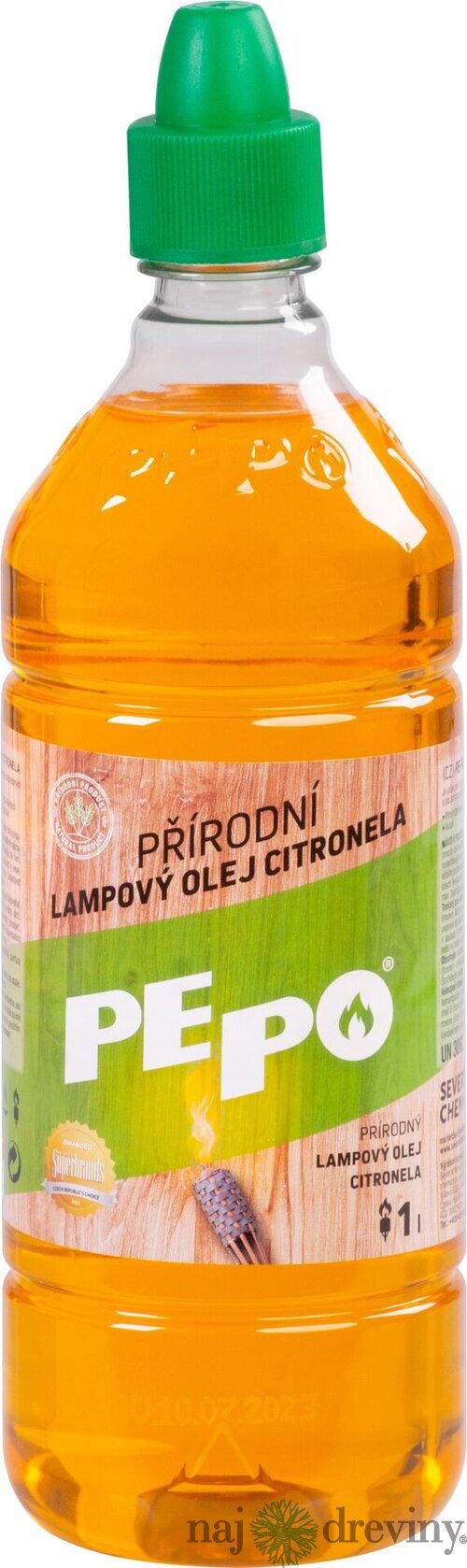 Olej PE-PO® lampový 1000 ml, prírodný, repelentný, proti komárom, Citronella