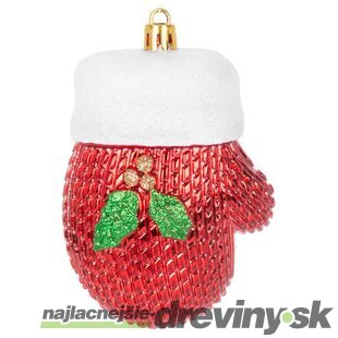 Ozdoba MagicHome Vianoce, sada, 2 ks, 10 cm, rukavice, červené, na vianočný stromček