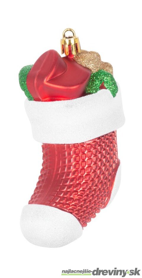 Ozdoba MagicHome Vianoce, sada, 3 ks, 11 cm, ponožky, červené, na vianočný stromček