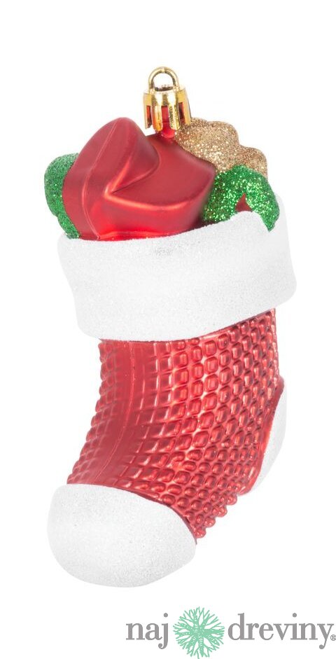 Ozdoba MagicHome Vianoce, sada, 3 ks, 11 cm, ponožky, červené, na vianočný stromček