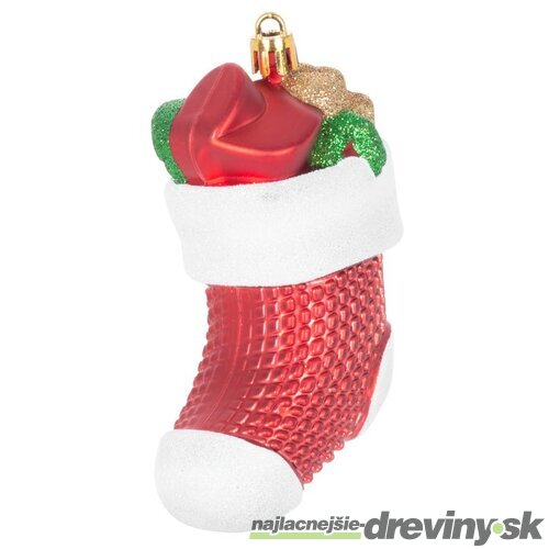 Ozdoba MagicHome Vianoce, sada, 3 ks, 11 cm, ponožky, červené, na vianočný stromček