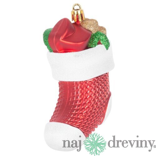 Ozdoba MagicHome Vianoce, sada, 3 ks, 11 cm, ponožky, červené, na vianočný stromček