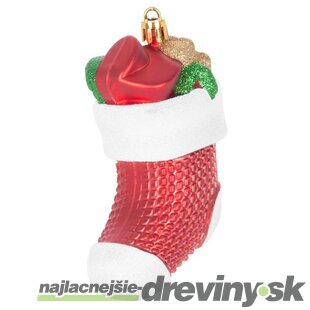 Ozdoba MagicHome Vianoce, sada, 3 ks, 11 cm, ponožky, červené, na vianočný stromček