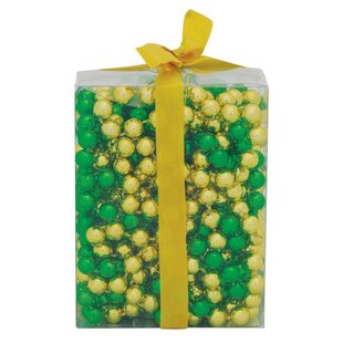 Ozdoba Vianoce, girlanda - guľočky, zlatá/zelená. 9 m