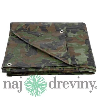Plachta Tarpaulin Khaki 2x4 m, 80 g/m, zakrývacia, oliva/kamufláž, s okami