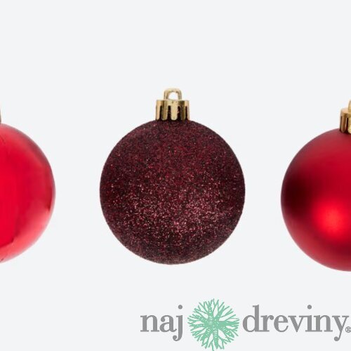 Plastové vianočné gule - červené mix (30ks)