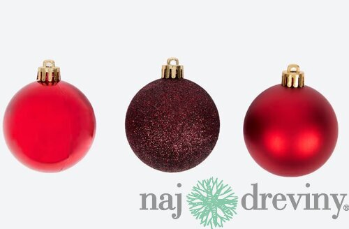 Plastové vianočné gule - červené mix (30ks)