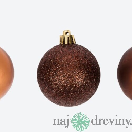 Plastové vianočné gule - hnedé mix (30ks)
