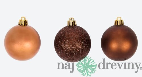 Plastové vianočné gule - hnedé mix (30ks)