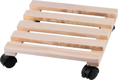 Podstavec Strend Pro, 30x30x7 cm, pod kvetináč, na kolieskach, posuvný, stojan, max. 50 kg, drevo