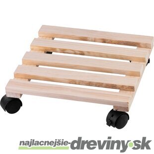 Podstavec Strend Pro, 30x30x7 cm, pod kvetináč, na kolieskach, posuvný, stojan, max. 50 kg, drevo