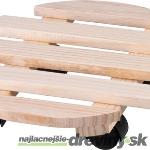 Podstavec Strend Pro, 30x7 cm, pod kvetináč, na kolieskach, posuvný, stojan, max. 50 kg, drevo, okrúhly
