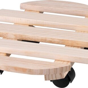 Podstavec Strend Pro, 30x7 cm, pod kvetináč, na kolieskach, posuvný, stojan, max. 50 kg, drevo, okrúhly