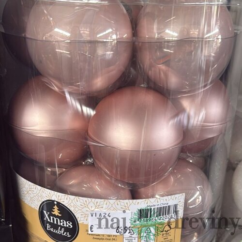 Ružové sklenené vianočné gule (15ks)