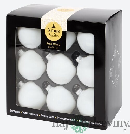 Sklenené vianočné gule - biele (18ks)