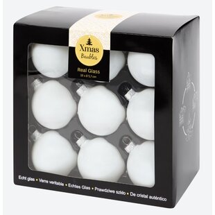 Sklenené vianočné gule - biele (18ks)