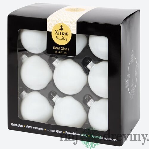 Sklenené vianočné gule - biele (18ks)