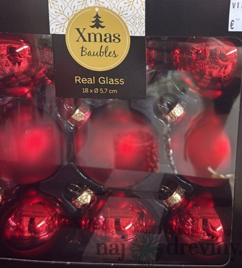 Sklenené vianočné gule - červené (18ks)