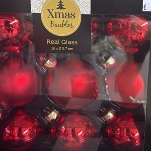 Sklenené vianočné gule - červené (18ks)