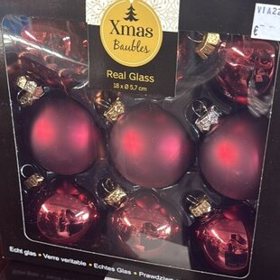 Sklenené vianočné gule - tmavočervené (18ks)