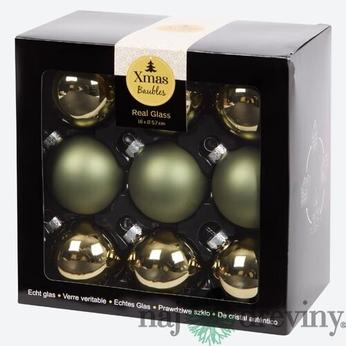 Sklenené vianočné gule - zelené (18ks)