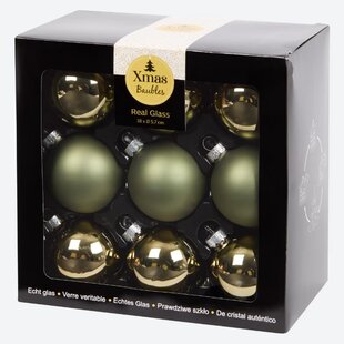 Sklenené vianočné gule - zelené (18ks)