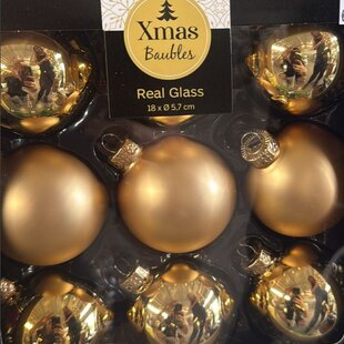 Sklenené vianočné gule - zlaté (18ks)