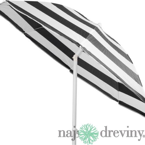 Slnečník DALIA 180 cm, 32/32 mm, s naklápacím kĺbom, čierno-biely, plážový