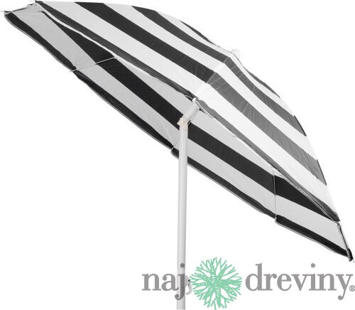 Slnečník DALIA 180 cm, 32/32 mm, s naklápacím kĺbom, čierno-biely, plážový