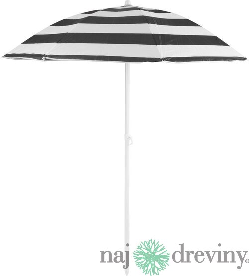 Slnečník DALIA 180 cm, 32/32 mm, s naklápacím kĺbom, čierno-biely, plážový