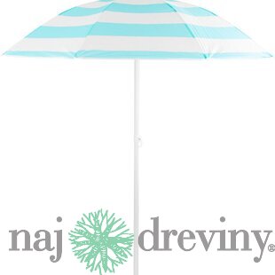 Slnečník DALIA 180 cm, 32/32 mm, s naklápacím kĺbom, tyrkysovo-biely, plážový